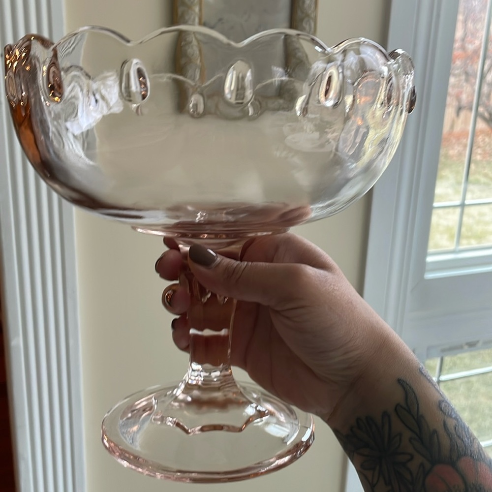 Rare large Indiana glass teardrop compote dessert serveware vintage